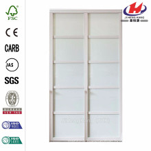 72 in. x 96 in. Tranquility Glass Panels Back Painted White Wood Frame Interior Sliding Door